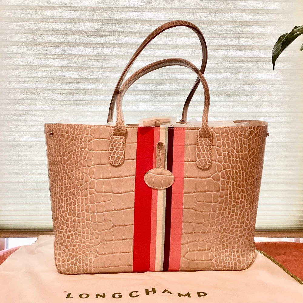 New with Tag. Authentic  Longchamp Women's Roseau Club Stripe Shoulder bag